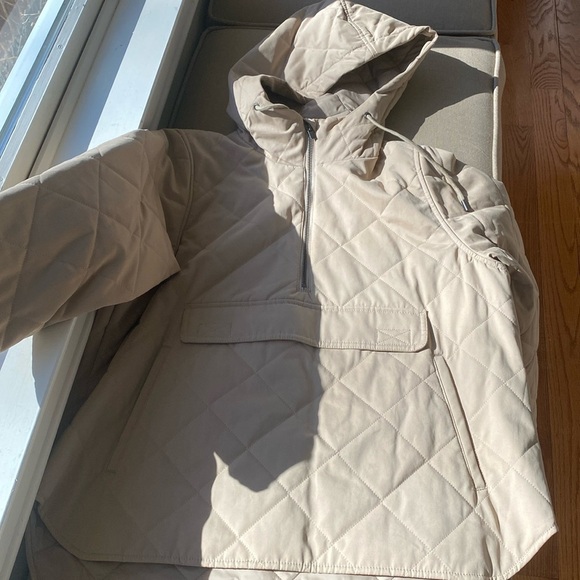 Banana Republic Quilted Half Zip Anorak Jacket Coat NEW XS Tan Beige - Picture 3 of 14